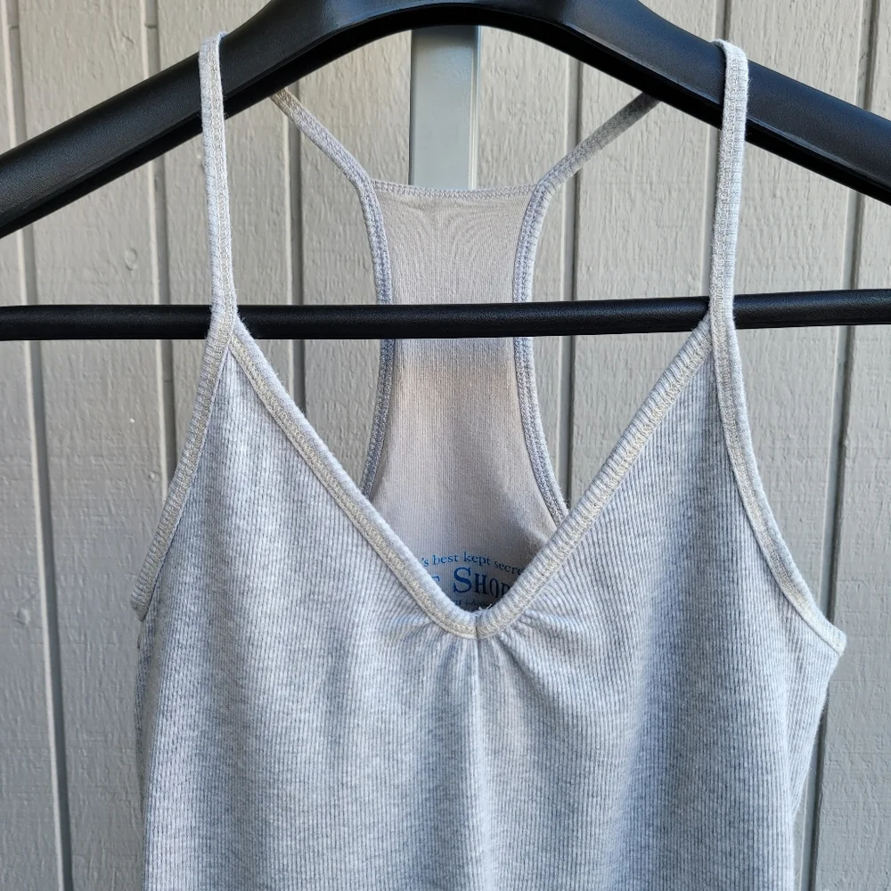 Victoria's Secret Built-in-Bra Cotton Stretch Ribbed Halter Tank Top Small grey - Picture 10 of 11